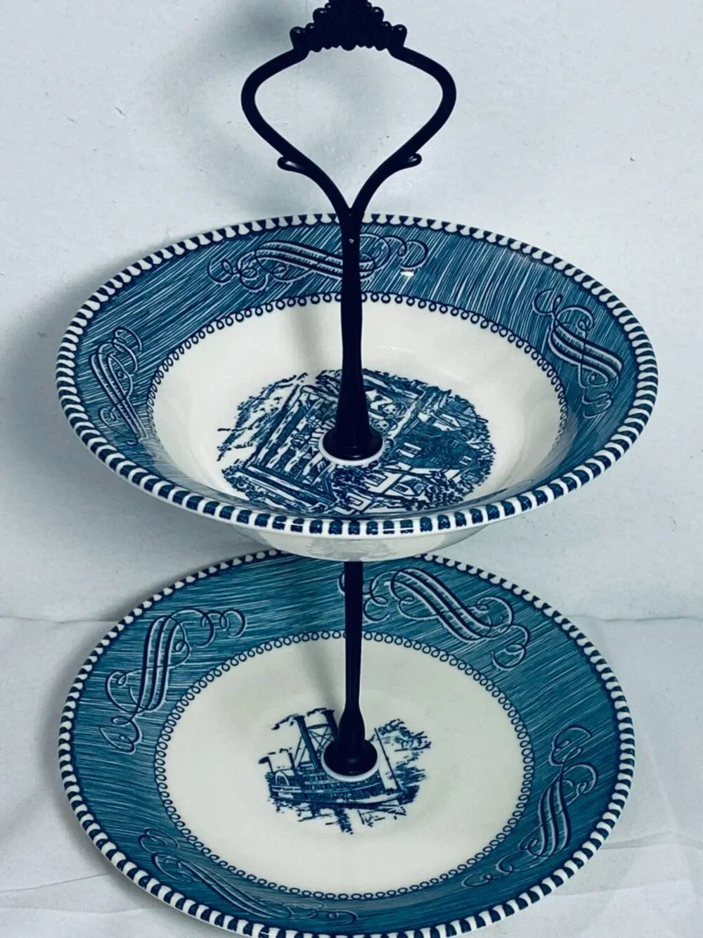 VNTG Currier & Ives 3-Tier Tidbit Tray 10